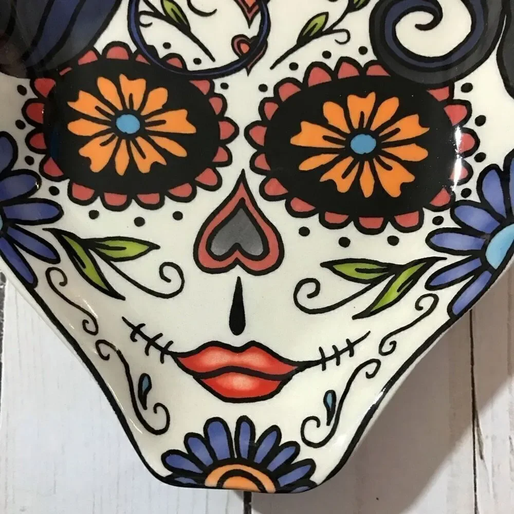 Cracker Barrel day of the dead female woman head Dish Stoneware cinco de mayo